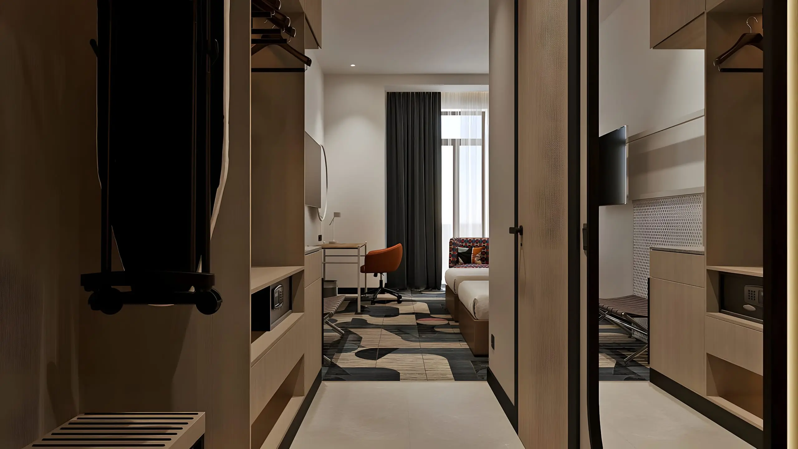 Room entrance and wardrobe
